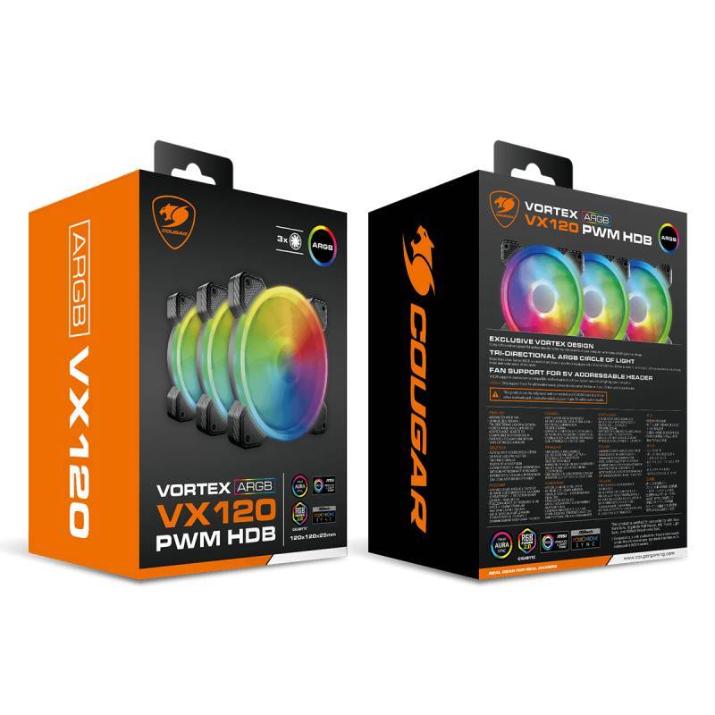 Cougar Vortex ARGB VX120 Kit 3 Ventole 120mm PWM
