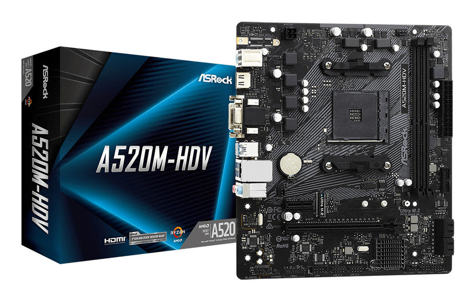 Asrock A520M-HDV AMD A520 2*DDR4 1*M.2 4*SataIII AM4 HDMI/VGA/DVI-D mATX