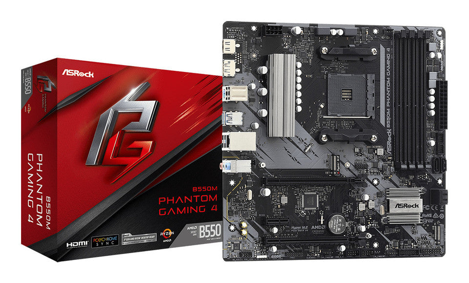 ASRock B550M Phantom Gaming 4 AMD B550 4*DDR4 2*M.2 4*SataIII AM4 HDMI/DisplayPort mATX