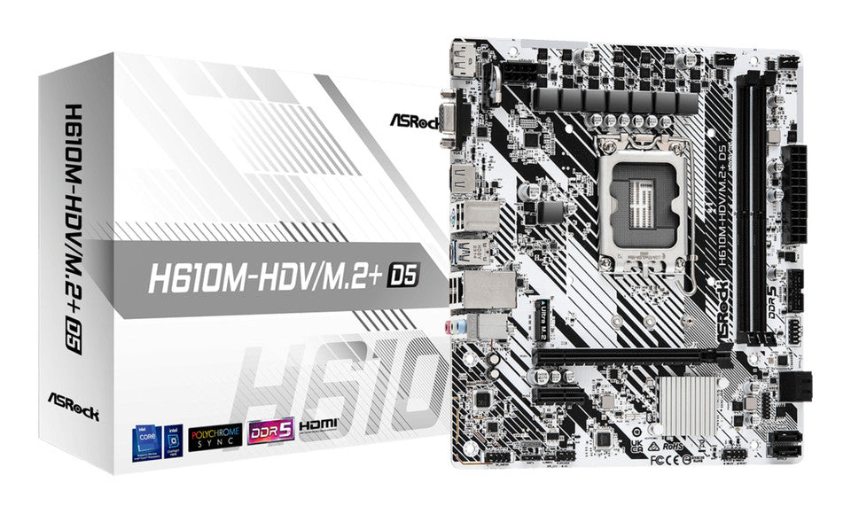 ASRock H610M-HDV/M.2+ Intel H610 2*DDR5 1*M.2 4*SataIII sk1700 HDMI/DisplayPort/VGA mATX