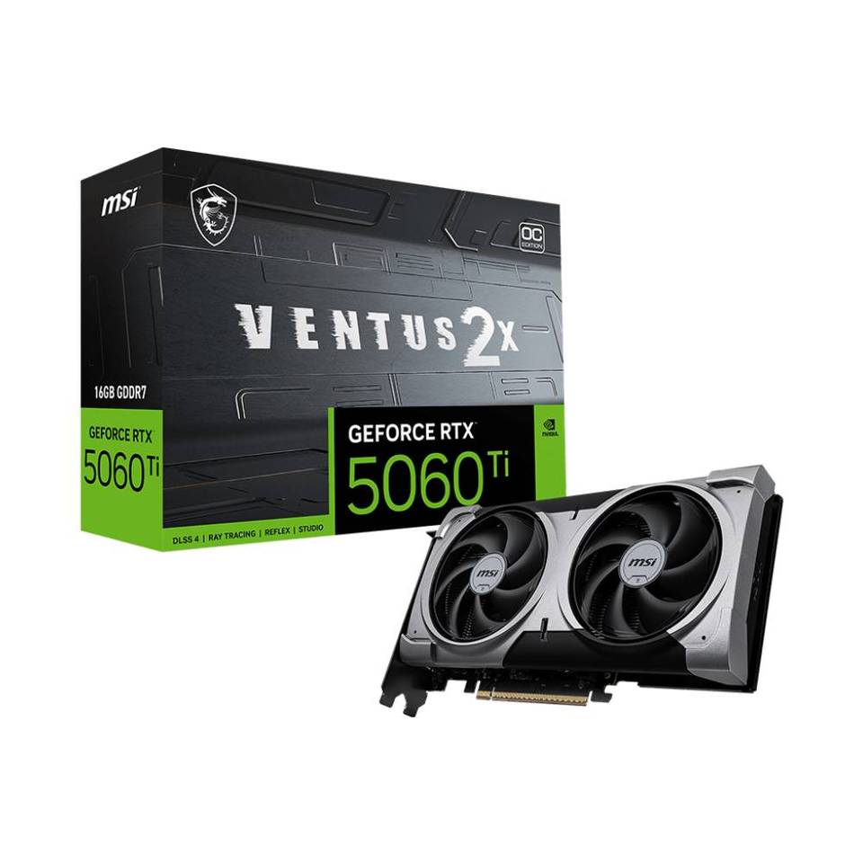 MSI GeForce RTX 5060 Ti 16G Ventus 2X OC Plus 16GB GDDR7 DLSS4 1*HDMI/3*DisplayPort PCi Ex 5.0 16x
