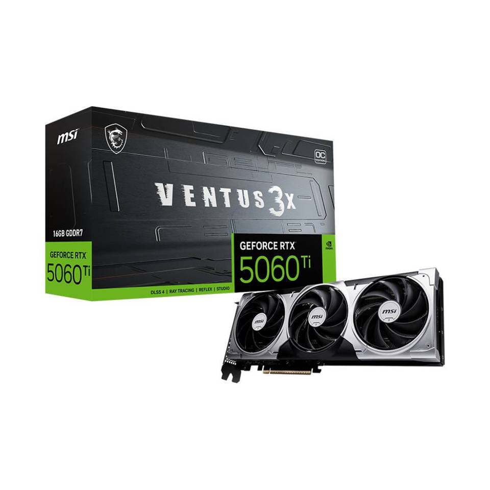 MSI GeForce RTX 5060 Ti 16G Ventus 3X OC 16GB GDDR7 DLSS4 1*HDMI/3*DisplayPort PCi Ex 5.0 16x