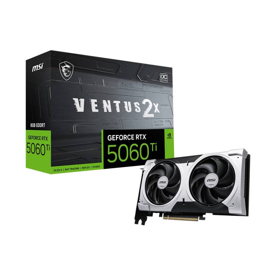 MSI GeForce RTX 5060 Ti 8G Ventus 2X OC Plus 8GB GDDR7 DLSS4 1*HDMI/3*DisplayPort PCi Ex 5.0 16x