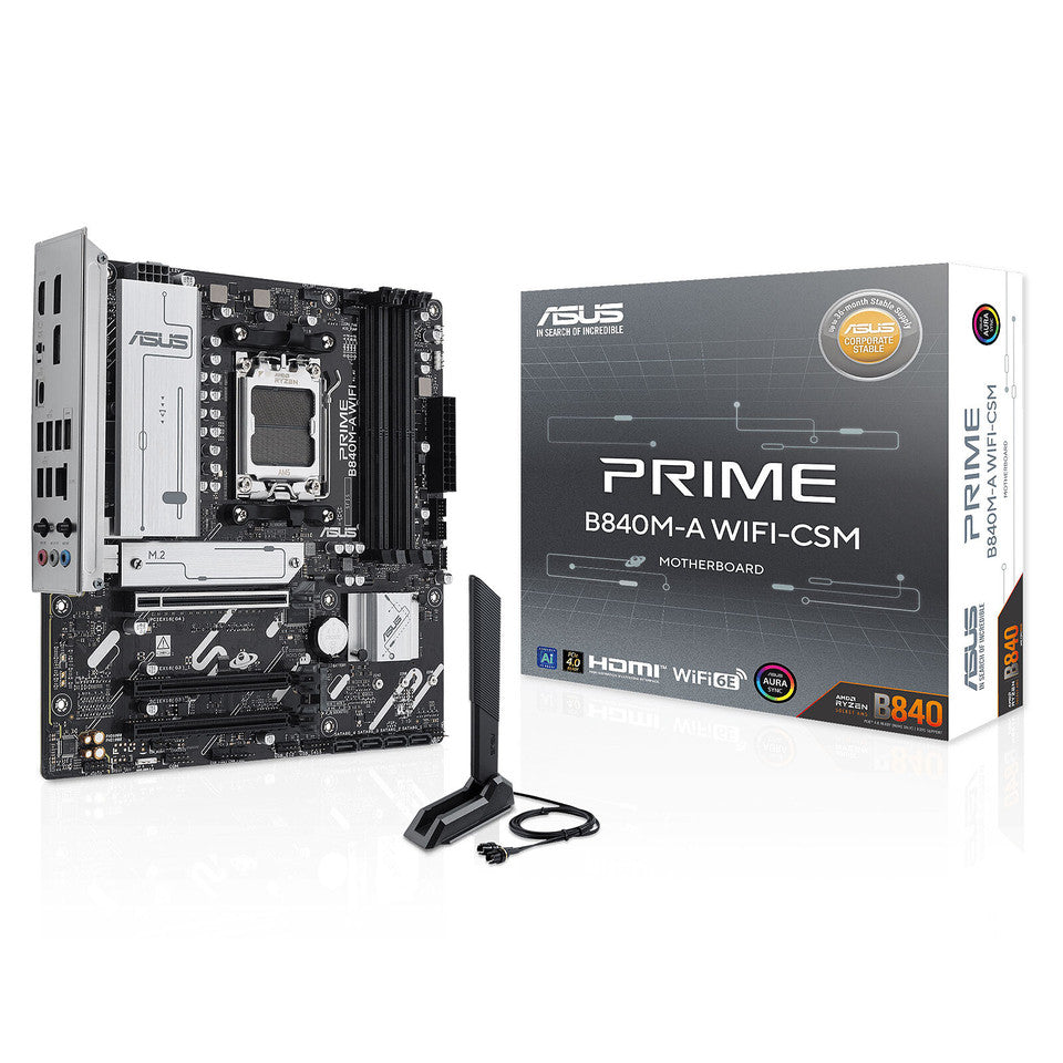 ASUS Prime B840M-A Wi-Fi AMD B840 4*DDR5 3*M.2 4*SataIII AM5 HDMI/2*DisplayPort mATX
