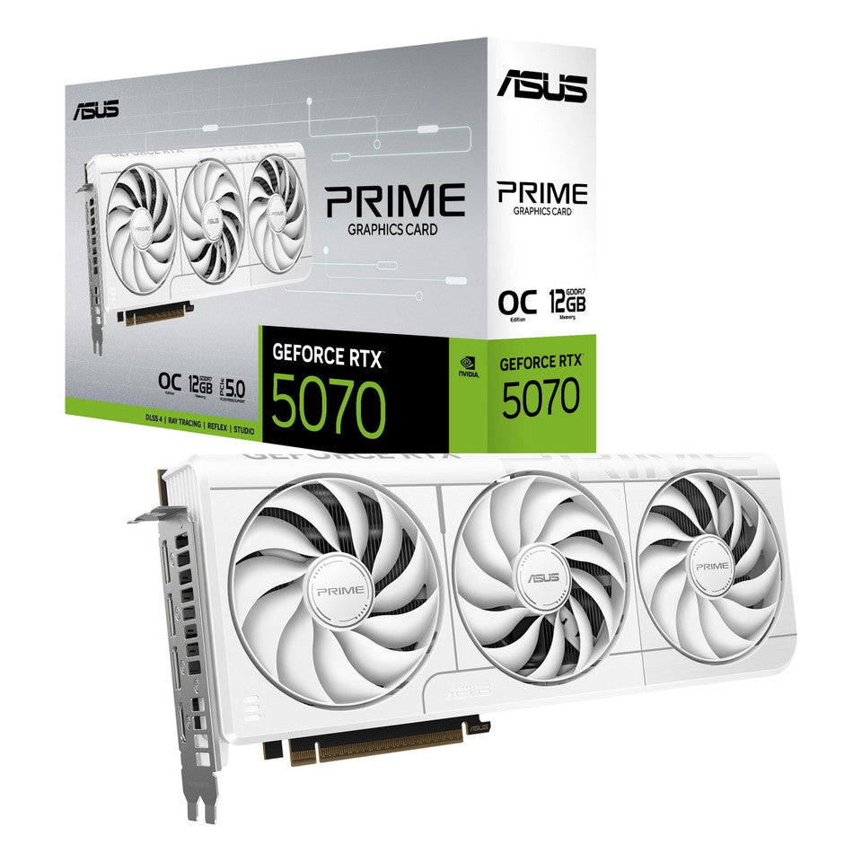 ASUS Prime GeForce RTX 5070 White OC Edition 12GB GDDR7 DLSS4 1*HDMI/3*DisplayPort PCi Ex 5.0 16x