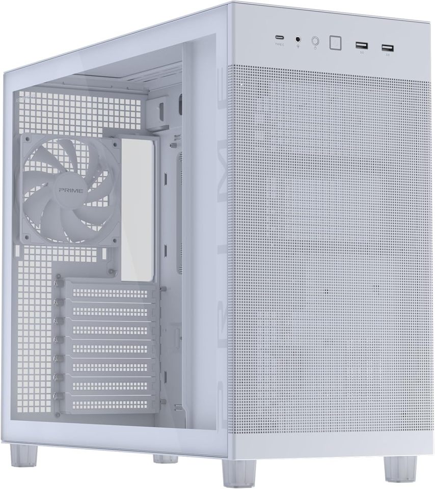 ASUS Prime AP303 TG White Case Midi Tower Vetro Temperato No-Power ATX/mATX/Mini-ITX