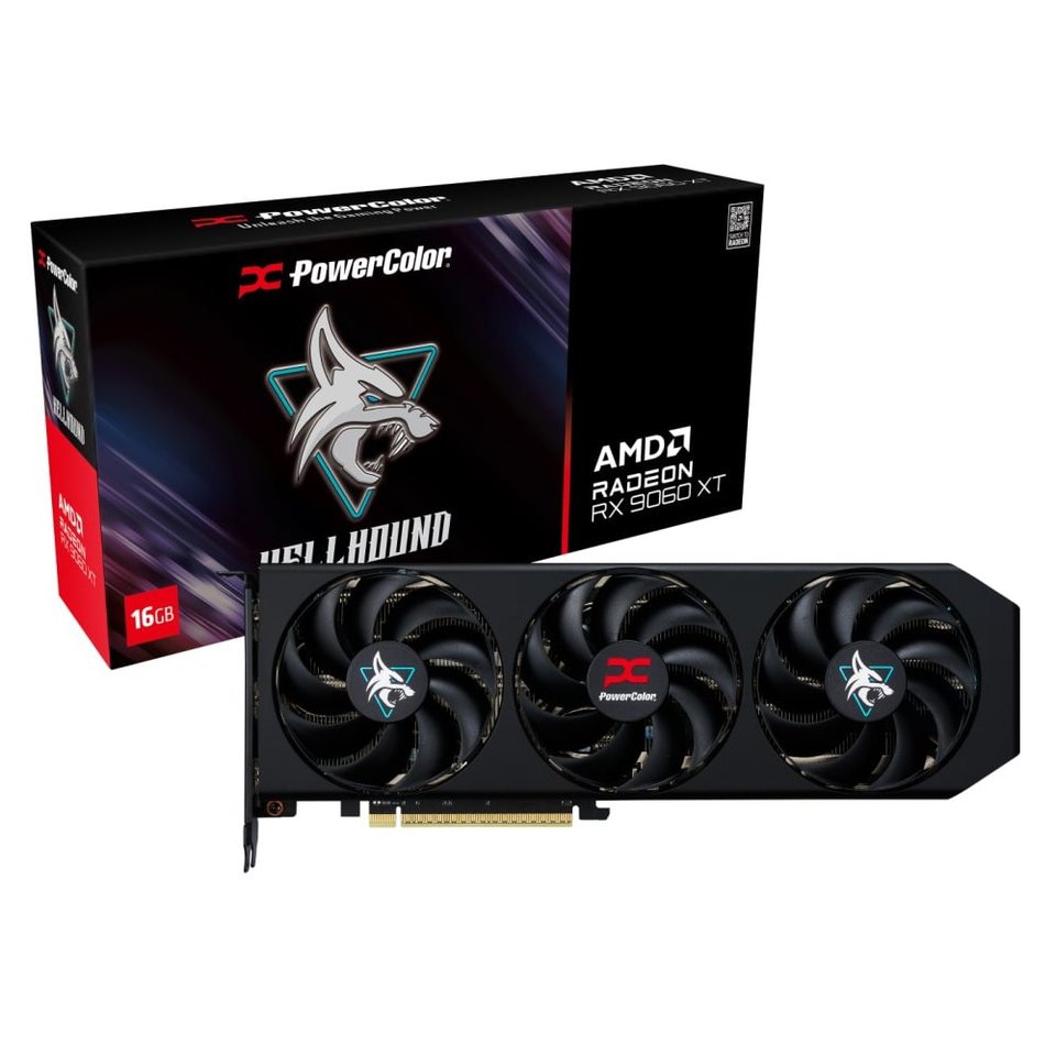 PowerColor Hellhound Radeon RX 9060 XT OC 16GB GDDR6 HDMI/2*DisplayPort PCi Ex 5.0 16x