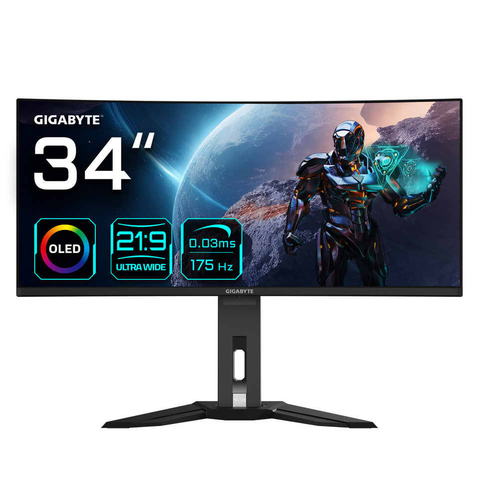 GIGABYTE MO34WQC Monitor Curvo 34" OLED 175Hz WQHD 0,03ms Multimediale Hub USB 2*HDMI/DisplayPort
