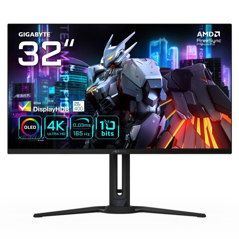 GIGABYTE AORUS FO32U Monitor 31,5" OLED 165Hz 4K 0,03ms Multimediale Pivot Hub USB 2*HDMI/DisplayPort