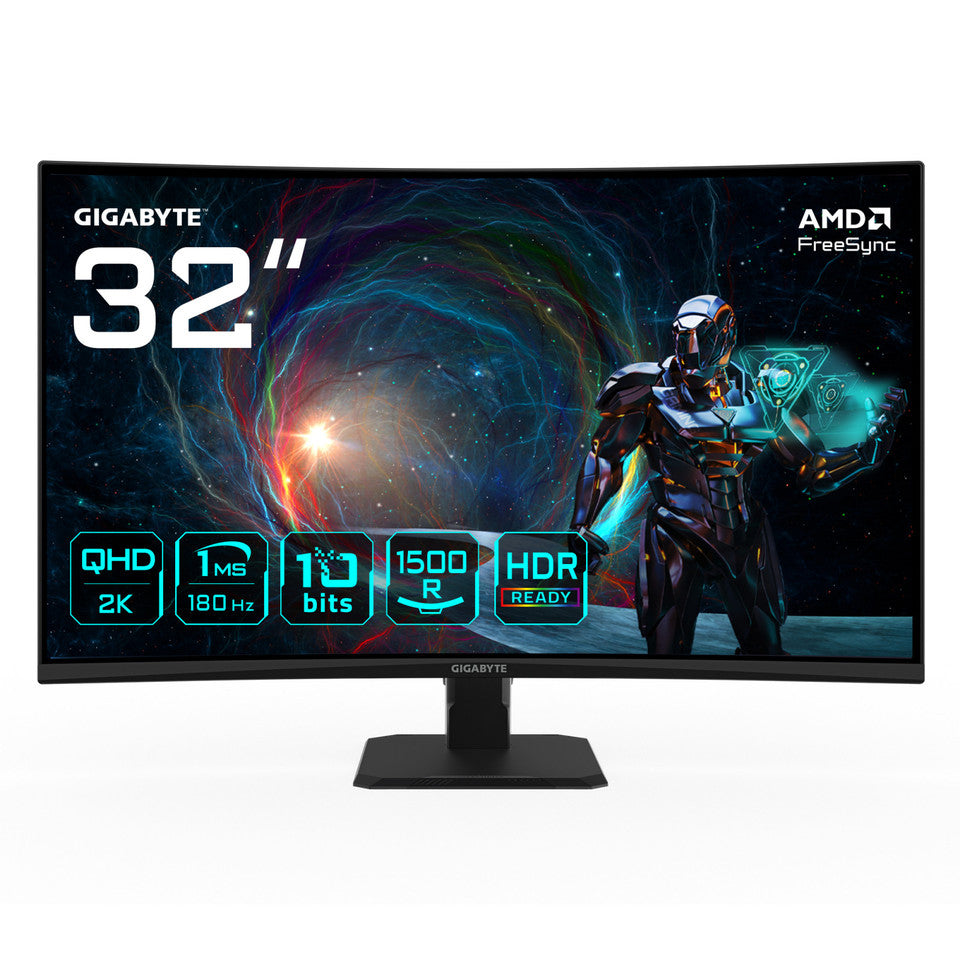 GIGABYTE GS32QCA Monitor Curvo 31.5" VA 180Hz QHD 180Hz 1ms 2*HDMI/DisplayPort