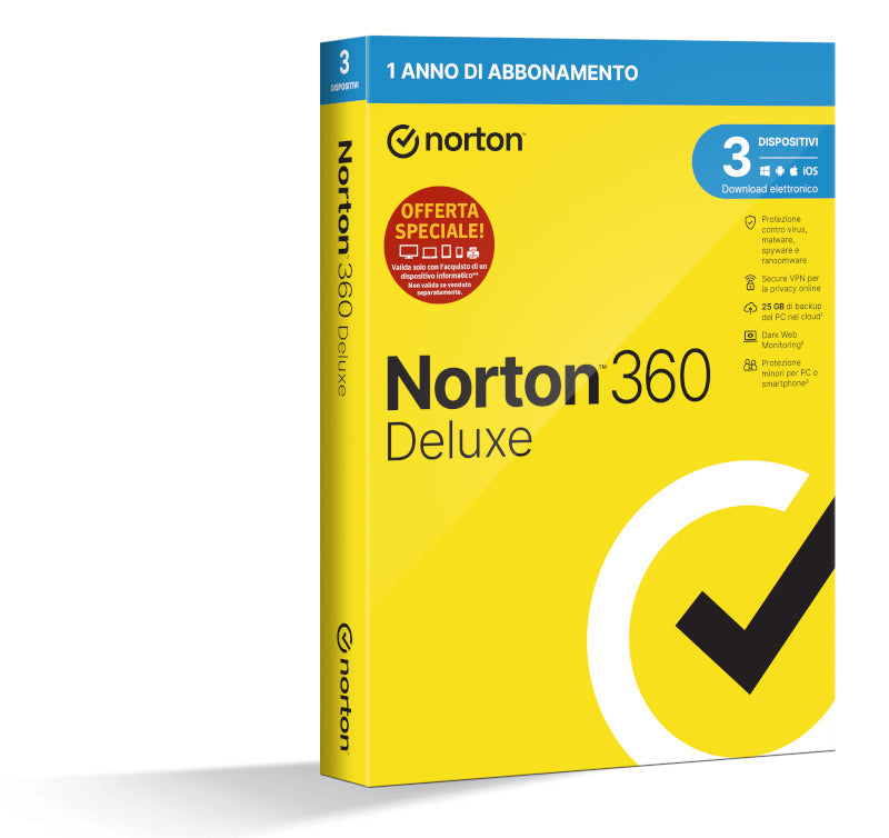 Norton 360 Deluxe | Antivirus per 3 dispositivi | Licenza di 1 anno