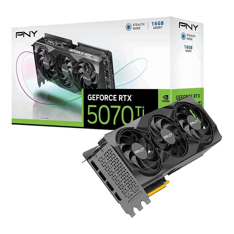 PNY GeForce RTX 5070 Ti Triple Fan 16GB GDDR7 DLSS4 HDMI/3*DisplayPort PCi Ex 5.0 16x