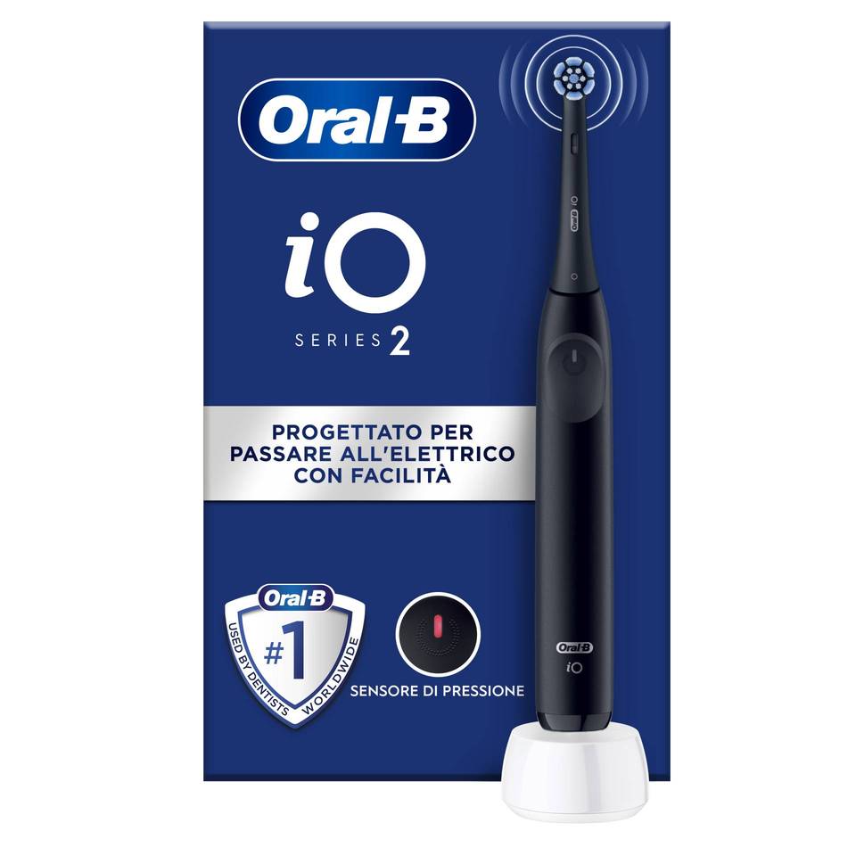 Oral-B iO 2 Spazzolino Elettrico Nero con Micro-vibrazioni e Testina Rotonda