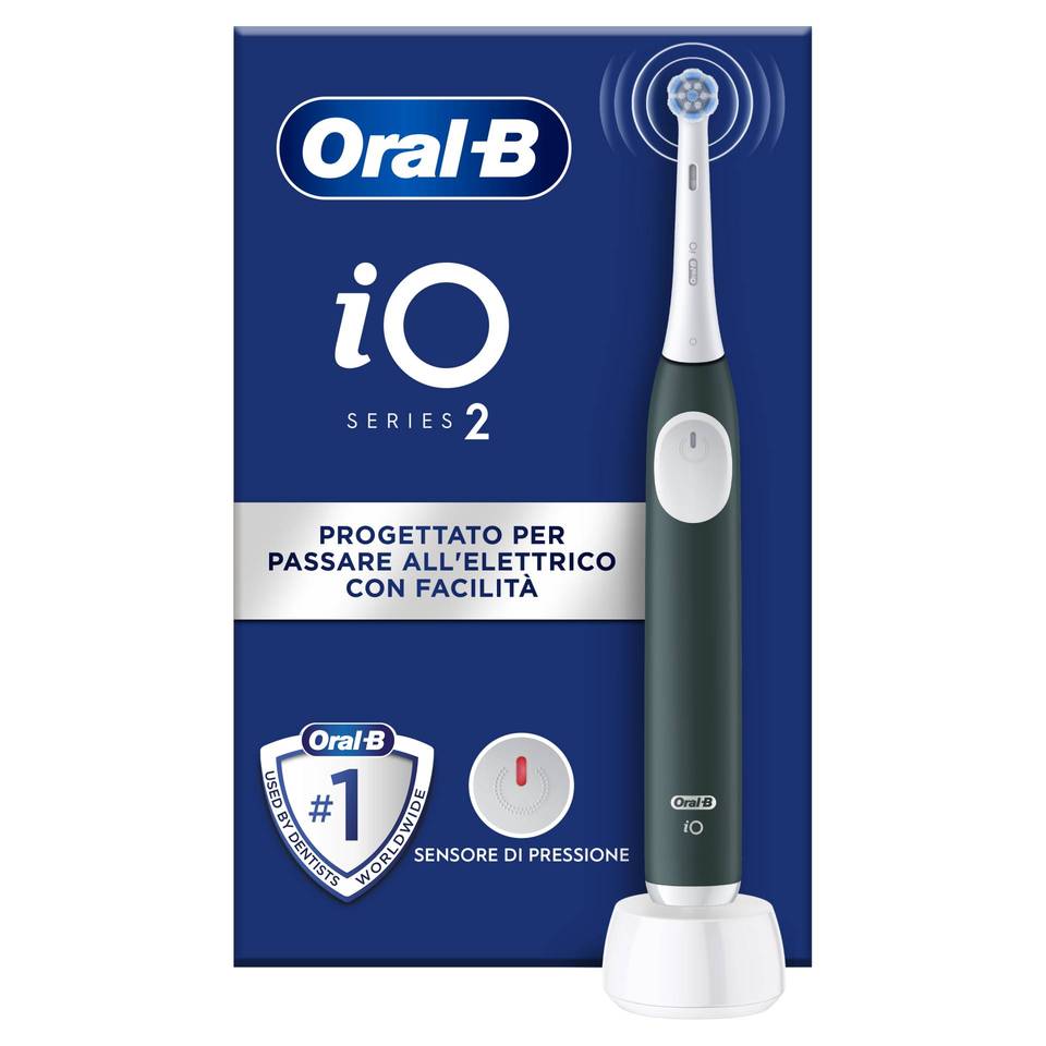 Oral-B iO 2 Spazzolino Elettrico Forest Green con Micro-vibrazioni e Testina Rotonda