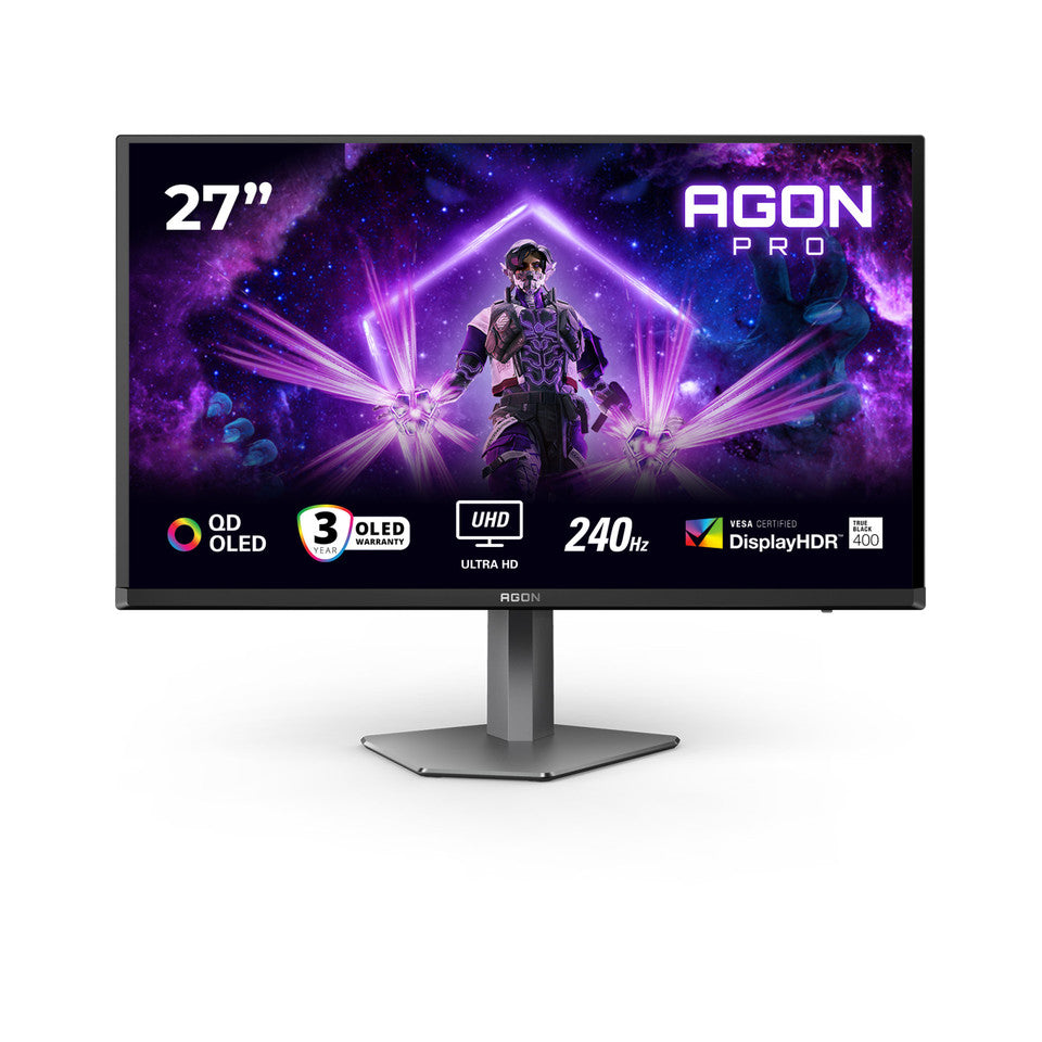 AOC Agon Pro AG276UZD Monitor 26,5" QD-OLED 240Hz 4K UHD 0,03ms Multimediale Pivot Hub USB 2*HDMI/DisplayPort
