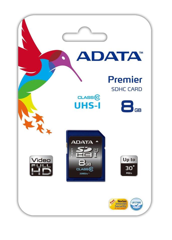 ADATA  8GB SDHC ASDH8GUICL10-R Premier 10 30/10 MB/s Classe 10