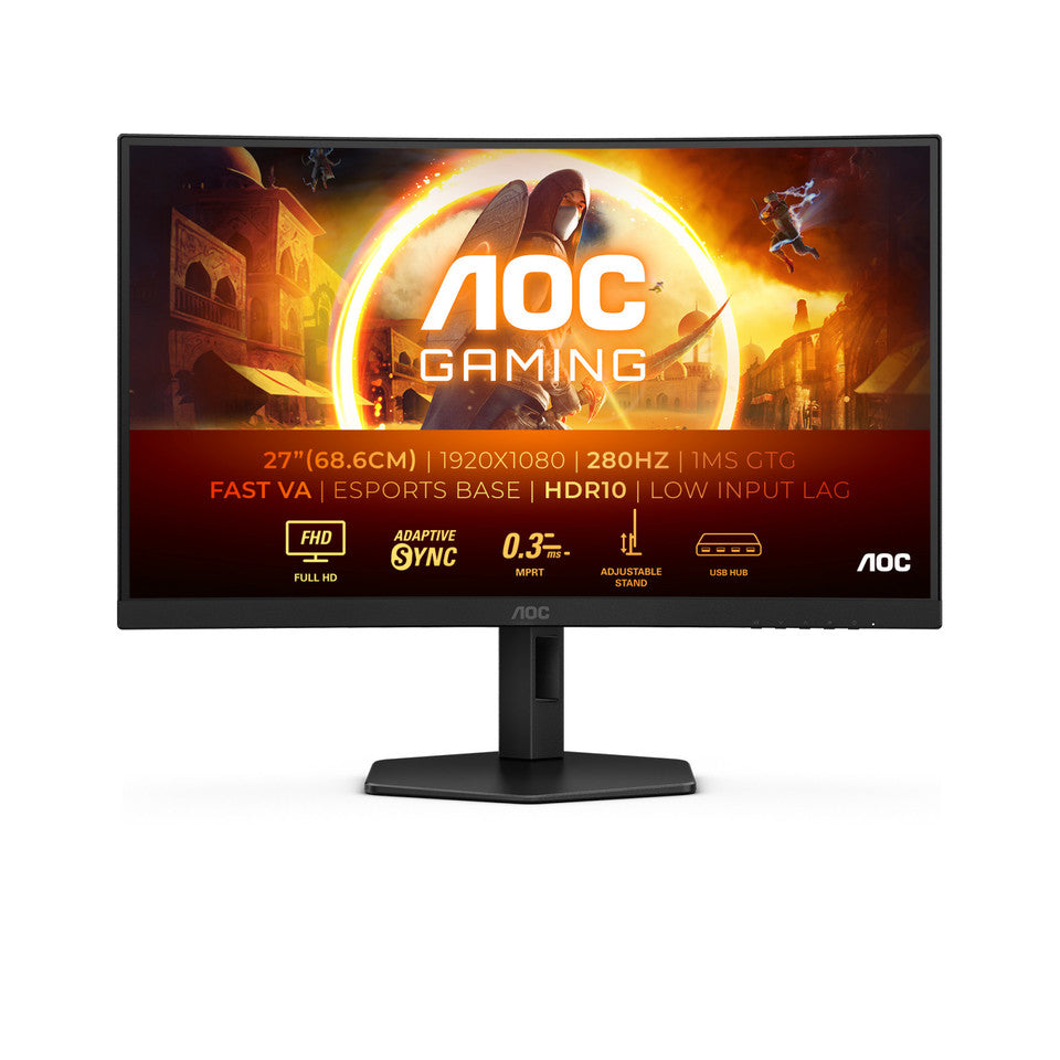 AOC C27G4ZXU Monitor Curvo 27" VA 280Hz Full HD 0,3ms Multimediale Hub USB 2*HDMI/DisplayPort