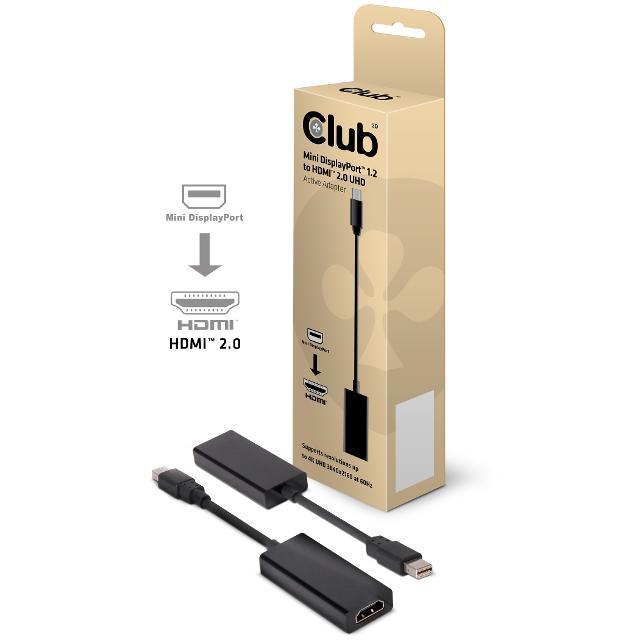 Club3D Adattatore Video miniDP1.2 to HDMI2.0 Active 4K 60Hz 15cm Nero