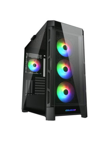 COUGAR CASE M.TOWER DUOFACE PRO CON 2 PANELLI FRONTALI 4X120mm ARGB PWM FAN - Duoface Pro RGB Mid Tower Case con 2 pannelli frontali, 4 ventole ARGB PWM da 120 mm, hub ventola ARGB incluso, Type C Gen 2 x 1, USB 3.0 x 2, USB 2.0 x 1, pulsante RGB - Nero