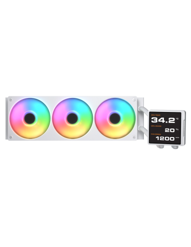 COUGAR RAFF. LIQUIDO POSEIDON VISTEK PRO ARGB 360 WHITE IPS TFT 3.9'' - Il Poseidon Vistek Pro ARGB mostra un monitoraggio di sistema in tempo reale in alta definizione in modo ultra-nitido su un display IPS TFT LCD da 3,95 pollici sovradimensionato co...