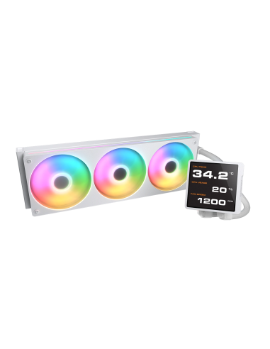 COUGAR RAFF. LIQUIDO POSEIDON VISTEK PRO ARGB 360 WHITE IPS TFT 3.9'' - Il Poseidon Vistek Pro ARGB mostra un monitoraggio di sistema in tempo reale in alta definizione in modo ultra-nitido su un display IPS TFT LCD da 3,95 pollici sovradimensionato co...