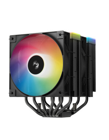 DEEPCOOL RAFF. CPU AG620 BK ARGB V2 120mm ARGB HYDRO BEARING - DeepCool AG620 BK ARGB V2 � un dissipatore di calore per CPU completamente nero a doppia torre incentrato sull�efficienza ad alte prestazioni grazie ai sei tubi di calore inseriti nella tor...