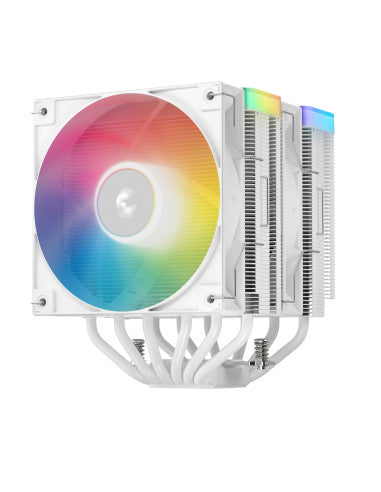 DEEPCOOL RAFF. CPU AG620 WH ARGB V2 WHITE 120mm ARGB HYDRO BEARING - DeepCool AG620 BK ARGB V2 � un dissipatore di calore per CPU completamente nero a doppia torre incentrato sull�efficienza ad alte prestazioni grazie ai sei tubi di calore inseriti nel...