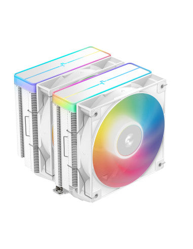 DEEPCOOL RAFF. CPU AG620 WH ARGB V2 WHITE 120mm ARGB HYDRO BEARING - DeepCool AG620 BK ARGB V2 � un dissipatore di calore per CPU completamente nero a doppia torre incentrato sull�efficienza ad alte prestazioni grazie ai sei tubi di calore inseriti nel...