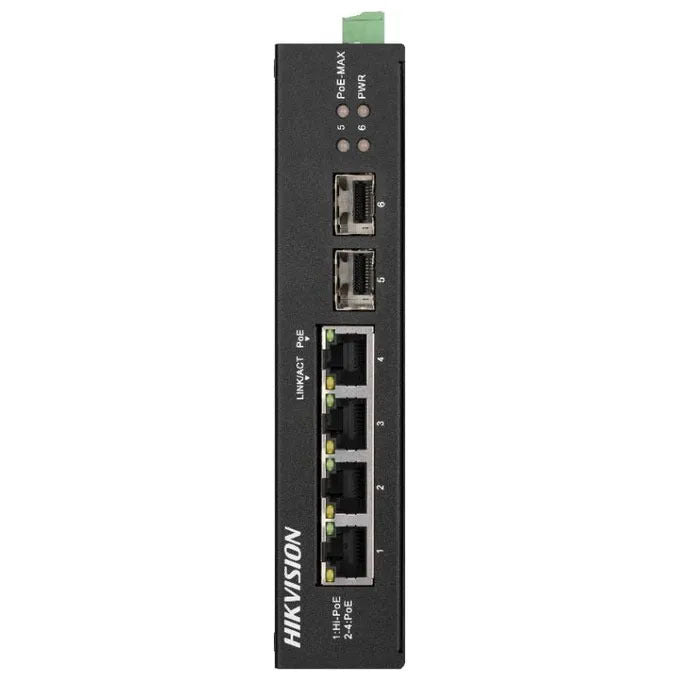 Hikvision DS-3T0506HP-E/HS Switch Unmanaged Gigabit Ethernet 4 Porte PoE