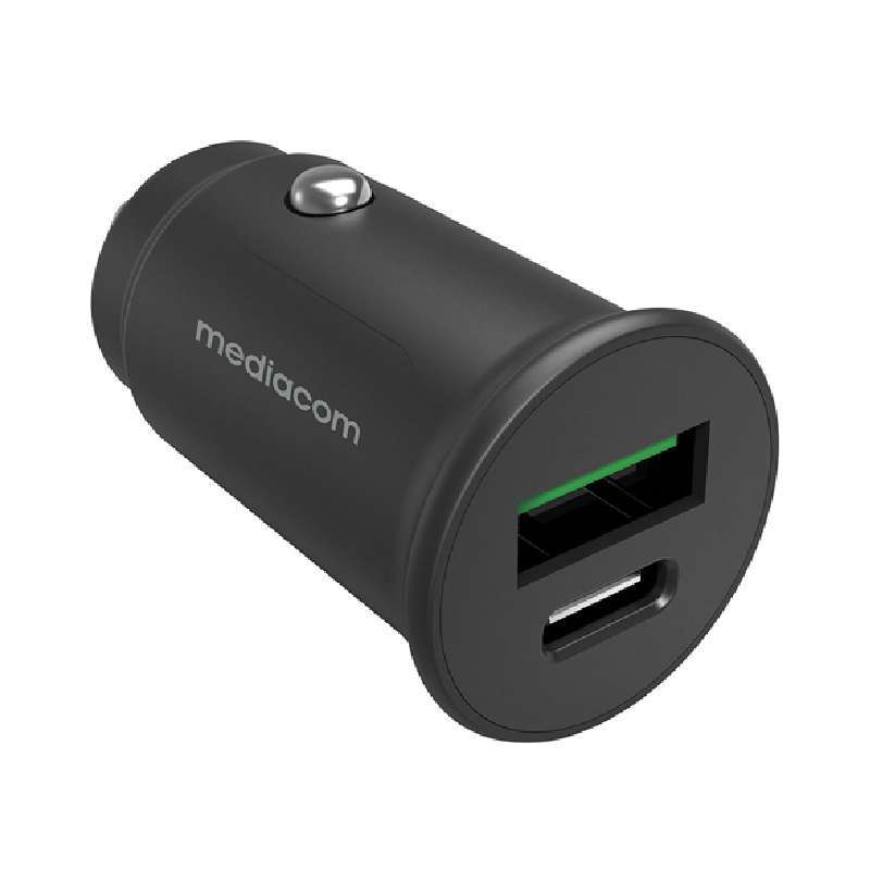 Mediacom Caricabatteria da Auto 2.25A Universale USB/USB-C Nero