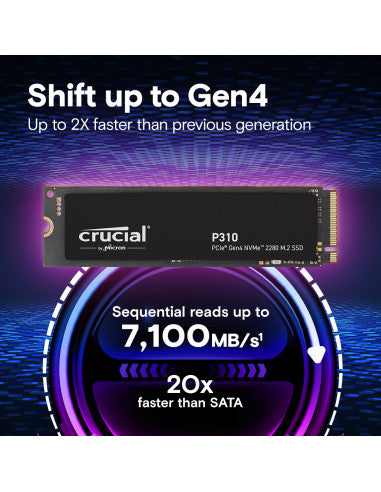 SSD CRUCIAL 1TB P310 CT1000P310SSD8 M.2 NVME 4x4 R/W 7100/6000 (SIAE) - Garanzia come da casa madre: UTENTE FINALE DEVE CHIEDERE RESO
