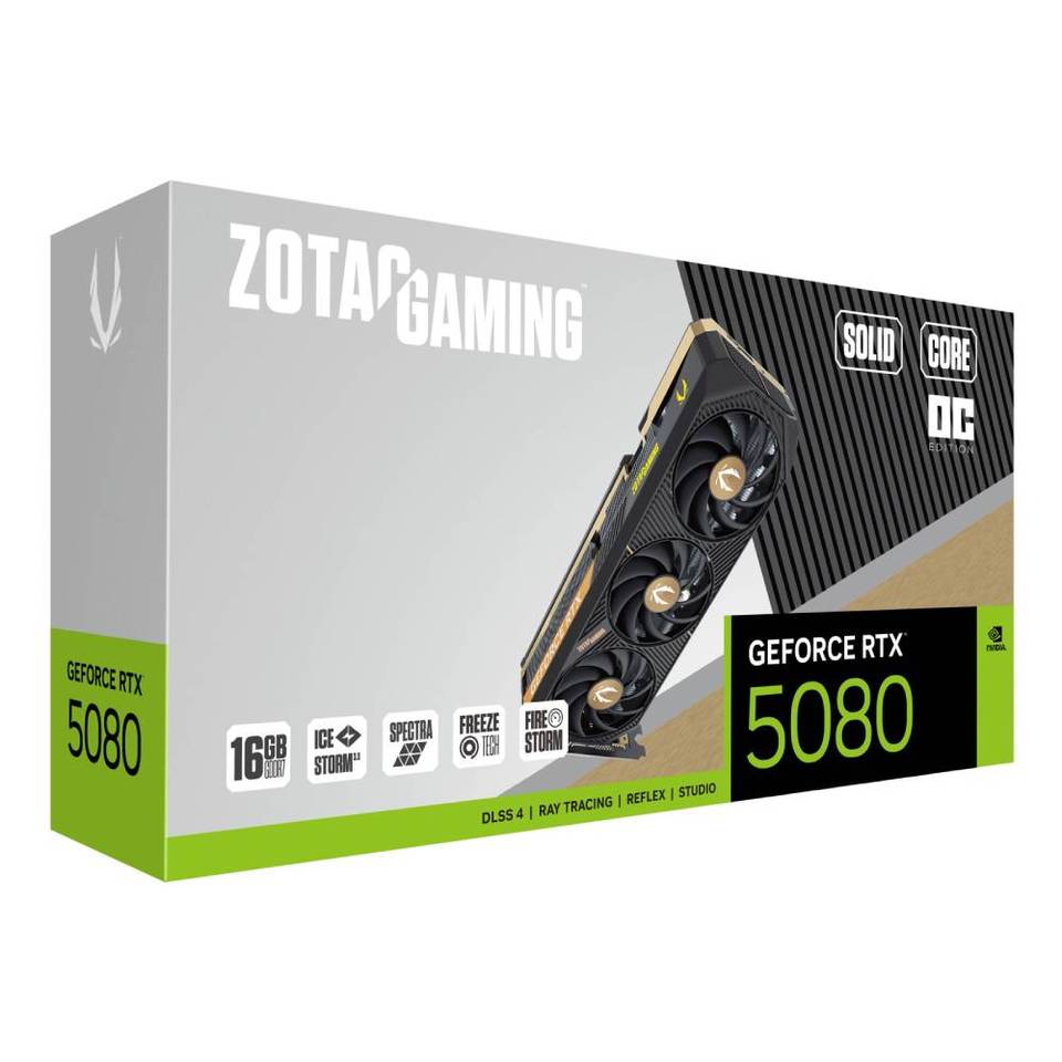 Zotac GeForce RTX 5080 SOLID CORE OC 16GB GDDR7 DLSS4 1*HDMI/3*DisplayPort PCi Ex 5.0 16x
