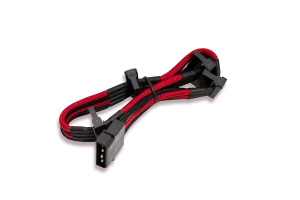 CavoProlunga Sleevato IDE 4Pin a 4xSATA- 300mm- Nero Rosso