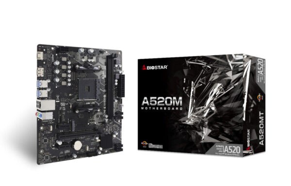 MB BIOSTAR AM4 A520MT- 2xDDR4- M.2- 4SATA3 HDMI- DP- Type-C front- GbE Lan- MATX