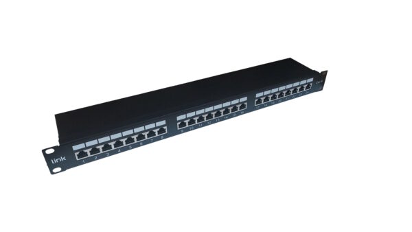 LINK PANNELLO PATCH PER RETI CON 24 PORTE RJ45 CAT 6 SCHERMATO 19" COLORE NERO