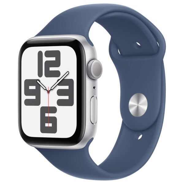 APPLE WATCH SE GPS 44MM SILVER ALUMINIUM CASE WITH DENIM SPORT BAND - S/M