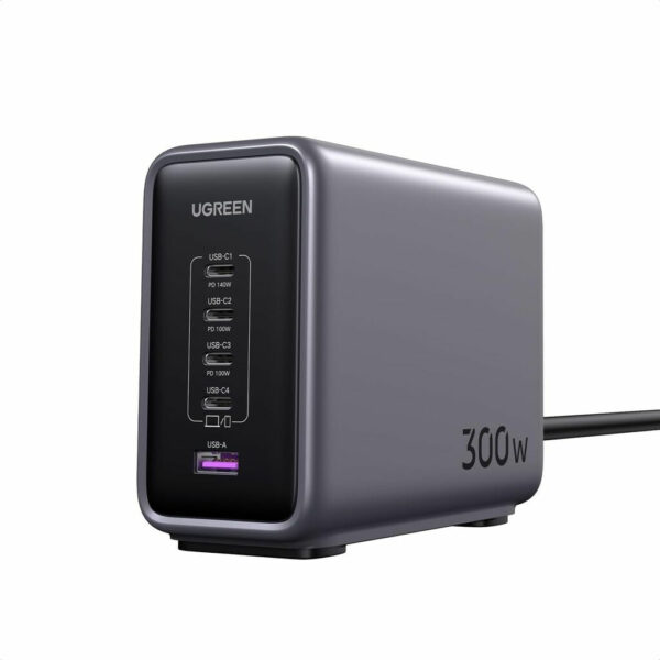 UGREEN Caricatore USB 300W GaN Nexode Pro- 4x Type-C- 1xUSB3 Black