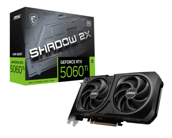 MSI VGA GEFORCE RTX 5060 TI, RTX 5060 TI 16G SHADOW 2X OC, 16GB GDDR7, HDMI/DP*3, ATX, DUAL FAN, BUL
