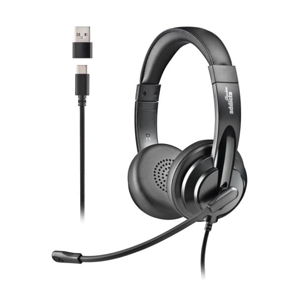 NGS CUFFIE STEREO USB-C CON CONTROLLO DEL VOLUME E ADATTATORE USB