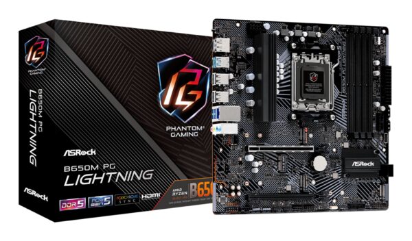 MB Asrock AM5 B650M PG LIGHTNING- 4*DDR5 4*SATA3- 3*M.2- HDMI- DP-  mATX